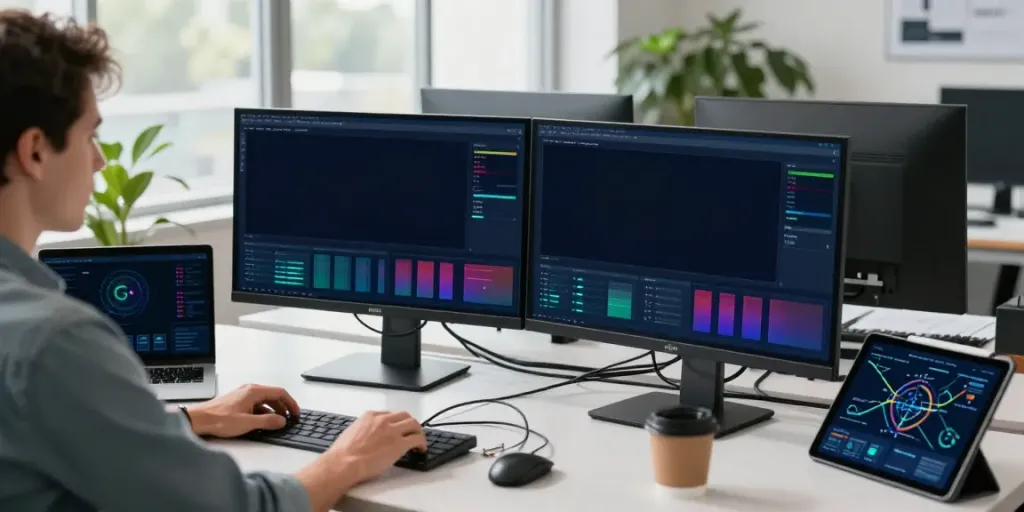 快连 network engineer troubleshooting connectivity issues in a modern office